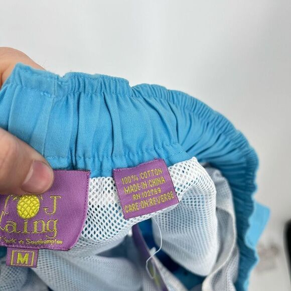 NWT Cj Laing Swim Trunks Drawstrings Waistband Blue Cotton Mens Size Medium - Picture 6 of 7